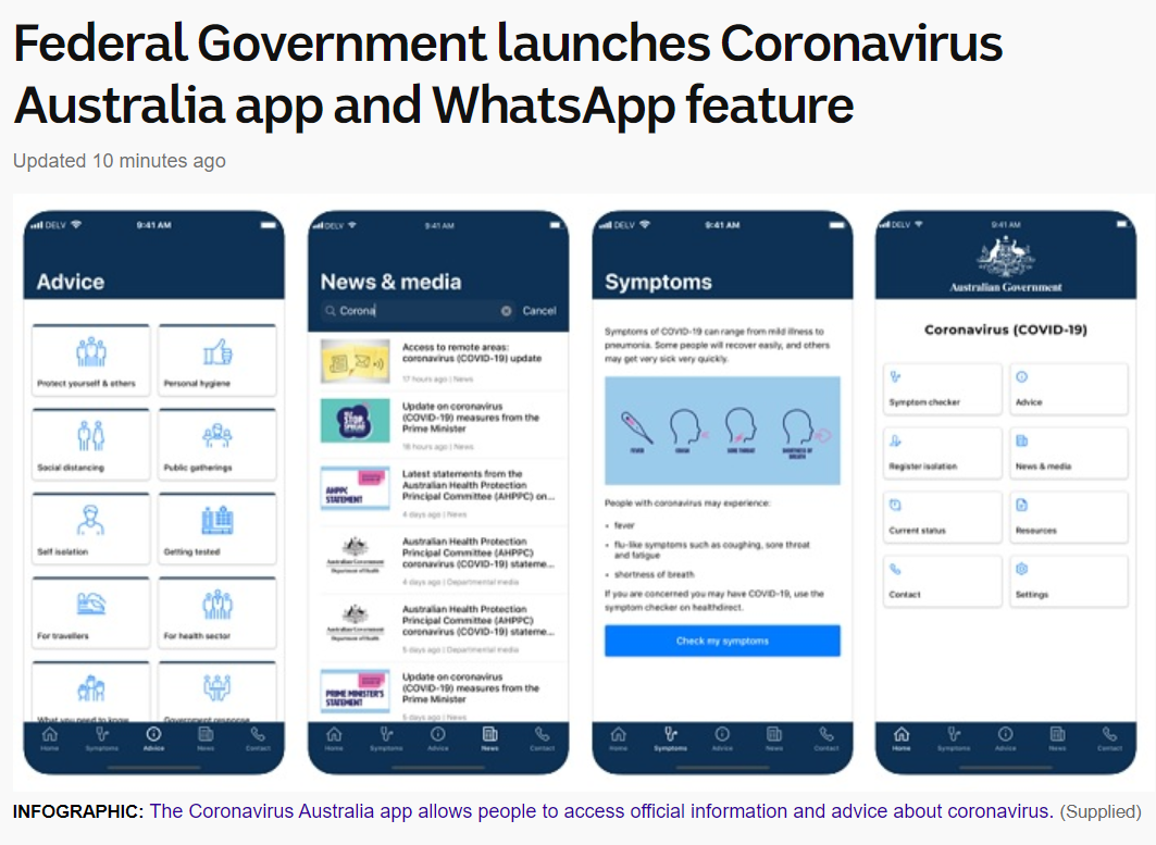 Federal Government launches Coronavirus Australia app and WhatsApp feature